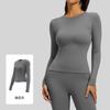 Juyitang Magro Justo Gola Redonda Manga Longa Top de Yoga Fitness Corrida Camiseta Esportiva
