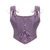 Ropa exterior para mujer strapless con cremallera, faja con tirantes, top tipo corsé sexy ajustado, patrón vintage de porcelana azul y blanca, estilo francés versátil