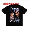 Moda Urbana Europea y Americana Ropa para Hombre Camiseta de Manga Corta para Hombre Estilo Anime Dibujos Animados Camiseta Corta para Hombre Estilo Oscuro High Street Europeo y Americano