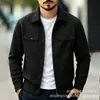 Jaqueta Masculina de Outono-Inverno com Gola Pied-de-Poule, Casaco Casual de Tweed Estilo Chanel, de Botão Único com Bolsos Duplos no Peito