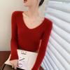 Suéter de Malha Cashmere Gola V Solto Slim Fit Listrado Macio Sem Costura Novo Outono Inverno Roupa de Baixo