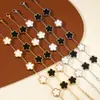 Pulseira de Trevo de Cinco Folhas Dopamina Dupla Face Versão Alta Transfronteiriça Luxo Leve Simples Senso Avançado 18k Não Desbota Cor Joga