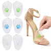 Almohadilla de gel bicolor para antepié para tacones altos, anti-abrasión, amortiguadora de impactos, media plantilla masajeante para antepié, suave, autoadhesiva, plantilla de media talla ajustable