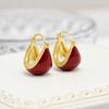 Pendientes de circonita con juego de aceite de goteo francés rojo vino, pendientes de diseño estilo hada coreano, pendientes retro de alta gama al por mayor