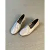 Zapatos planos retro franceses de piel de oveja para mujer, mocasines elegantes de punta redonda sin cordones, zapatos casuales cómodos y versátiles