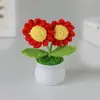 Ramo Pequeño de Punto Transfronterizo en Maceta Regalo para el Día del Maestro Producto Terminado Hilo Girasol Flor Artificial Decoración de Escritorio
