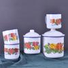 Al por mayor nostálgico de la vieja escuela doble felicidad hierro esmaltado hierro tarro de té gran capacidad retro boda caramelo taza de esmalte con tapa