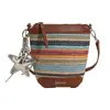 Bolso Bandolera Tejido Arcoíris de Playa de Verano para Mujer 2025 Nuevo Estilo de Moda Bolso de Hombro Casual de Paja para Teléfono Móvil