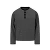 Camiseta Henley de manga larga a rayas blancas y negras Cleanfit, básica versátil casual de otoño para hombre