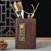 Fábrica de Fujian atacado cerimônia do chá de madeira seis cavalheiros jacarandá ébano clipe de chá colher de chá faca de chá conjunto de chá kung fu