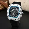 Venta al por mayor de fábrica al contado Comercio exterior transfronterizo Tipo barril Richard Fibra de carbono hueca Tendencia de moda Reloj de cuarzo para hombre