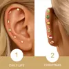 Pendientes de Plata de Ley S925 Serie Navideña Esmalte de Colores con Rosca Doble Extremo Estilo Europeo y Americano