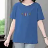 2026 Nova Camiseta de Verão Solta Tamanho Grande Manga Curta para Mulheres, Mãe de Meia-Idade e Idosa Top Casual Redutor de Idade