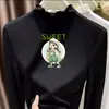 Camiseta de manga larga de terciopelo alemán con cuello alto y ribete de oreja de madera para niñas 2026 Otoño/Invierno prenda interior capa base top cálido cepillado