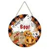 Decoração de Casa Popular Transfronteiriça Placa de Porta de Madeira para Halloween Sinal Redondo com Atmosfera de Halloween Placa Decorativa Criativa