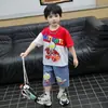Conjunto de Verano Color Block de Manga Corta para Niños, Atuendo Casual Elegante de Dos Piezas para Niños, Ropa de Moda para Niños Pequeños