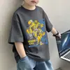 100% Algodón Ropa Infantil Camiseta para Niño Verano Nuevo Estilo Tops Frescos y Atractivos para Niños de Manga Corta Holgada Mediana y Grande Camiseta de Manga Corta para Niños