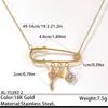 Moderna Cadena de Acero Inoxidable con Clip de Papel, Lujo Ligero Nicho Flor Corazón Titanio Acero Incrustaciones de Diamantes Cadena para Clavícula Joyería para Mujeres