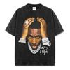 Camiseta de manga corta con estampado de Young Dolph estadounidense transfronterizo, suéter holgado con capucha y cuello redondo de manga larga lavada para hombre, venta al por mayor