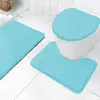 Juego de baño de tres piezas de color liso: alfombrilla de inodoro de forro polar coral, alfombrilla de suelo para baño del hogar, juego de tres piezas para inodoro
