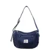 Bolsa Tiracolo Mensageiro Jeans Retrô Estilo Hong Kong Bolsa de Ombro Casual Bolsa Escolar para Aluna do Ensino Médio Bolsa de Ombro Fashion para o Dia a Dia