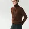 Nuevo cárdigan de cachemira de un solo botón para mujer, con cuello alto, corte holgado y efecto adelgazante.. Es una prenda exterior de punto, un suéter de color liso y una chaqueta elegante