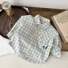 Camisa de Manga Larga para Niños Bebé Cuadros Ropa de Primavera Camisa Fresca Niños Niñas Ropa Exterior Top Ropa para Salir de Bebé Ropa Infantil
