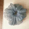 Nuevo Scrunchie de Malla Azul con Estampado de Leopardo para Mujer, Estilo Coreano, Goma para el Cabello de Lujo de Alta Gama, Accesorio para el Cabello Versátil y Elegante