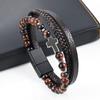 Pulsera Amazon venta caliente pulsera de piedra natural Piedra Ojo de Tigre hebilla de aleación pulsera de cruz para hombre fabricante de joyería