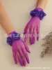 Guantes de Boda Nupcial Transfronterizos Malla de Red Flor Bordada Guantes para Vestido de Novia Elásticos Huecos Guantes de Encaje Ceremonial
