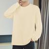 Camiseta de algodão pesado 260g masculina, manga longa, base interna, camisa americana, algodão grande, cor sólida, roupas de outono brancas