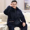 Hombre gordo 300 kg talla grande mediana edad y ancianos pijama hombres invierno compuesto tres capas acolchado papá engrosado traje de casa