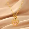 Collar Colgante Corazón Esmalte Goteado Estilo Nuevo Transfronterizo Europeo y Americano Cadena con Cierre OT Chapada en Oro de 18 Quilates Acero Inoxidable Joyería para Mujeres