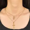 Colar Duplo Cruzado Europeu e Americano de Moda Transfronteiriço Pingente de Liga Leve Estilo Luxo Discreto Corrente para Clavícula Acessório Feminino de Alta Qualidade