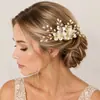 Peine Popular Transfronterizo de Flor de Acrílico y Perlas para el Cabello Hecho a Mano con Cuentas Accesorio para el Cabello de Boda en la Playa Peine Sencillo para Recogido de Novia