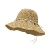 Sombrero con Decoración de Lentejuelas Estilo Étnico, Sombrero de Paja Calado para Mujer, Sombrero de Sol para Viajes al Aire Libre en Verano, Playa, Dulce Sombrero de Sol