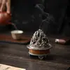 Quemador de Incienso de Bambú Estilo Antiguo con Soporte y Base para Uso en Interiores, Quemador de Incienso Pequeño para Ceremonias de Incienso y Accesorios para Té