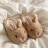 Zapatillas de Algodón con Bola de Leche y Conejito para Mujer Lindas de Invierno para Uso en Casa Estudiante Interior Suela Suave Felpa Calientes