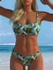 Traje de baño Bikini Floral con Abertura 2027 para Mujer con Tirantes Sexy Estilo Europeo Americano Vacaciones Balneario Playa Ropa de Baño