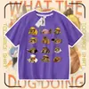 2026 Ropa para Perro Mi Cuchillo y Escudo Camiseta de Algodón Puro Manga Corta Shiba Inu Divertido Paquete de Emoticonos Abstractos Top para Niños y Adolescentes