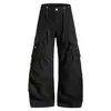 Pantalones OREETA de silueta guadaña lavados y desgastados estilo retro americano para hombres y mujeres, pantalones de trabajo leñador simples y de alta gama