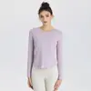 Lahn Top de Fitness de Alta Elasticidad Manga Larga Ajustado Holgado Transpirable Delgado Ajustado Ropa Deportiva Yoga de Manga Larga Mujer