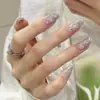 Cs-19 Unhas Postiças Glitter Prata Ballet Curtas Glitter Fino Ballet Mais Fácil de Combinar Temperamento Casual 24 Peças Unhas Usáveis Atacado