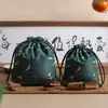 Bolsa de Almacenamiento para Juego de Té de Algodón y Lino Grueso, Bolsa Portátil con Cordón de Doble Capa para Tetera Individual de Cerámica, Empaque Portátil