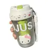 Vaso de agua de alto valor 2024 nuevo vaso para té para niñas con doble popote para beber estudiantes lindo asa acompañante