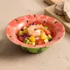 Plato de Sombrero de Paja con Sandía Pintado a Mano de Fábrica Color Bajo Esmalte Plato de Cerámica Plato Doméstico para Verduras Plato Hondo Restaurante Plato de Ensalada de Alto Valor