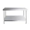 Mesa de juego de placa plana de doble capa comercial banco de trabajo de acero inoxidable extraespesor grueso mesa de acero inoxidable 304 consola de cocina