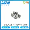 U604Zz Anel Interno Saliente em Ambos os Lados 4*12*4*5 Acessórios para Extrusora de Impressora Roda Guia com Ranhura em U Rolamento de Polia