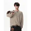 Nuevo Top de Colorido Texturizado con Cuello de Botones Estilo Perezoso para Hombre Primavera 2026 Estilo Retro Camisa Básica de Manga Larga de Color Mixto