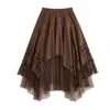 Nueva Falda de Gamuza con Flecos Estilo Páramo Otoño/Invierno 2026 para Mujer, Falda Irregular de Malla de Cintura Alta de Corte A